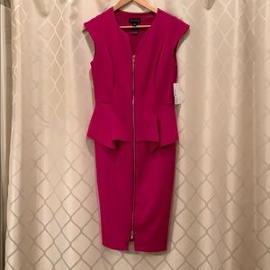 Fuchsia peplum zipper dress